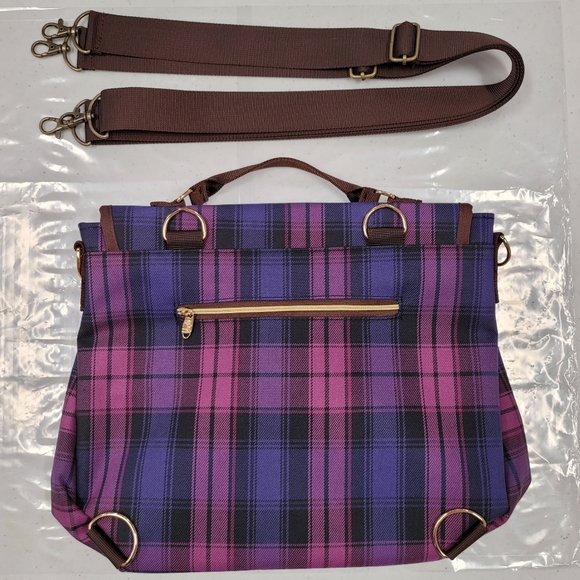 Waterproof Plaid Handbag Backpack Crossbody Bag - Picture 11 of 15